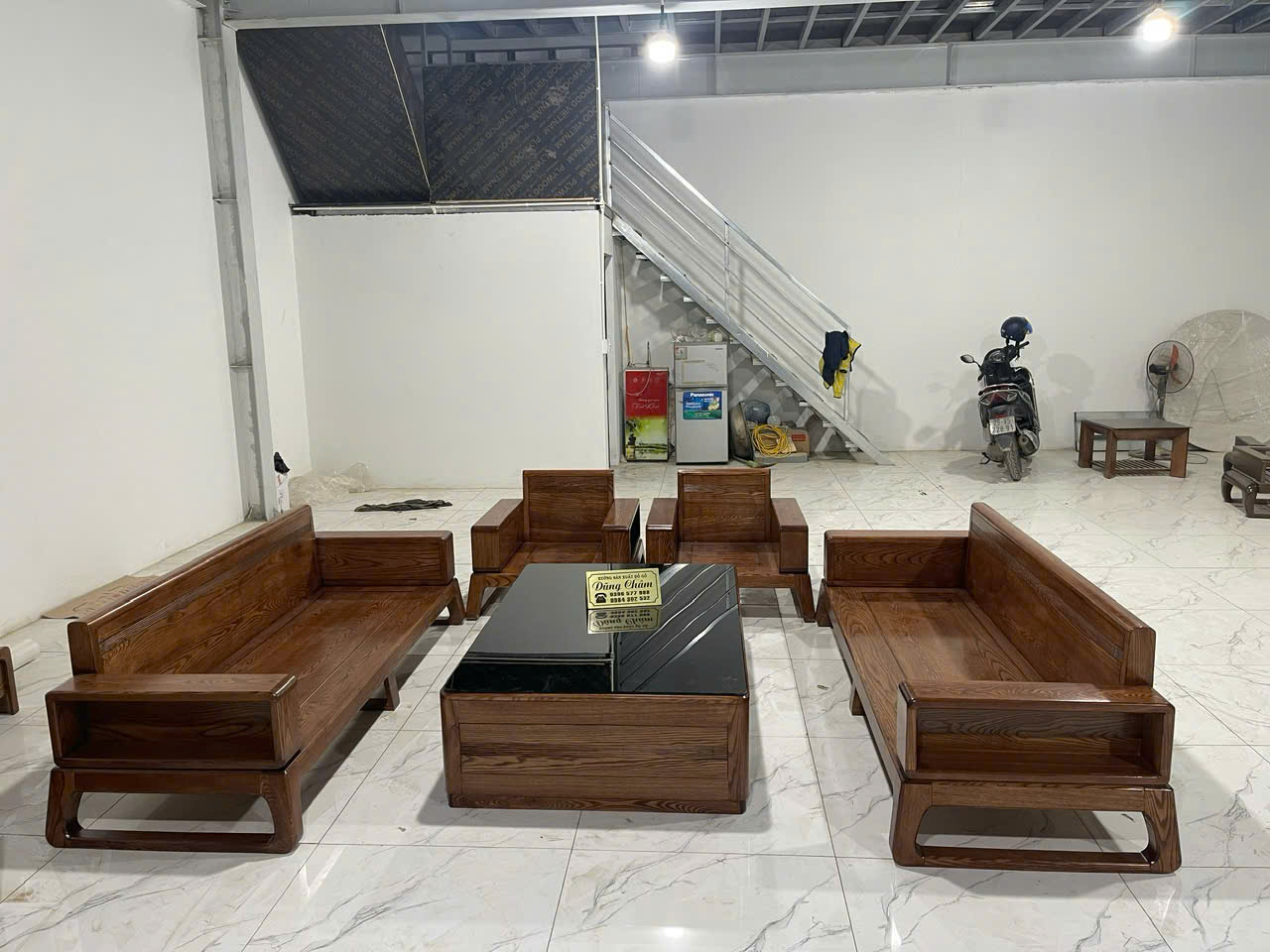 Bộ bàn ghế phòng khách sofa đối gỗ sồi